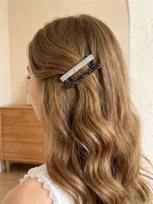 8 件套时尚女童发夹：镶钻珍珠鸭嘴夹 - 日常佩戴的完美之选 - 彩色 - 查看 2