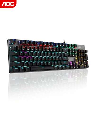 AOC Gaming Mechanical Keyboard: Full-Key RGB Lighting, High-End Metal Panel, Alloy Base For Stable Actuation, An Elegant And Durable Choice.