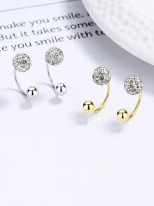 1pc S925 Sterling Silver Rhinestone Flat Head Spiral Nose Stud, Unique Elegant And Fashionable Design. Suitable For Women's Daily Wear, Also An Excellent Gift Choice For Girlfriends, Mothers And Sisters. - Single - View 5