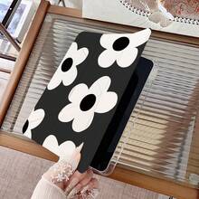 1 Stück ästhetische minimalistische weiße Blumen Muster 3+Y Falt Multi-Winkel Magnetständer Tablet Hülle mit Stiftfach & Auto Sleep/Wake Schutzhülle, kompatibel mit iPad PRO/AIR, kompatibel mit SAMSUNG, kompatibel mit XIAOMI Pad 5/6/38 - Verschiedenfarbig - Übersicht 4