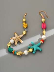 1 pieza Collar de mujer con cuentas y estrella de mar estilo bohemio (el estilo y el color de los accesorios son aleatorios) - Multicolor - Ver 7
