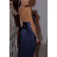 Temperament Advanced Sense Solid Color Tube Top Dress Fashion Sleeveless Split Dress Sexy Woman - 藍色 - 查看 7