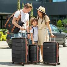 5 Piece Suitcase Sets Hard Shell Luggage Set - 20"+24"+28" - Classic Black - View 3
