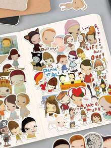 50pcs Abstract Character Cartoon Stickers For Laptop Diy Cell Phone Case  Decorative Stickers3d Decorative Stickers, 11 Phone Case Boy,Diy Phone Case - 多色的 - 查看 3