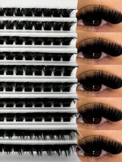 120簇D型卷翘、自然浓密、热定型单根假睫毛，长度10-18毫米，厚度0.07毫米，DD型超轻包装，10排防水仿貂毛单簇3D假睫毛，贴合眼型，持久耐用，适合DIY，完美打造自然、浓密和日常妆容，方便携带，是日常使用或旅行的理想之选。单根假睫毛，睫毛，假睫毛