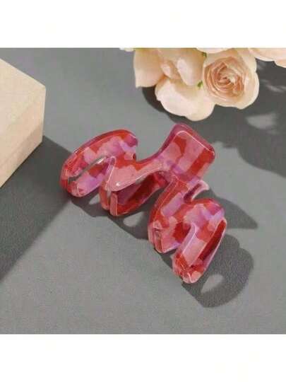 1pc Dopamine M-Shaped Acrylic Hair Claw, Fashionable Minimalist Design, Suitable For Multiple Occasions, Iridescent Color