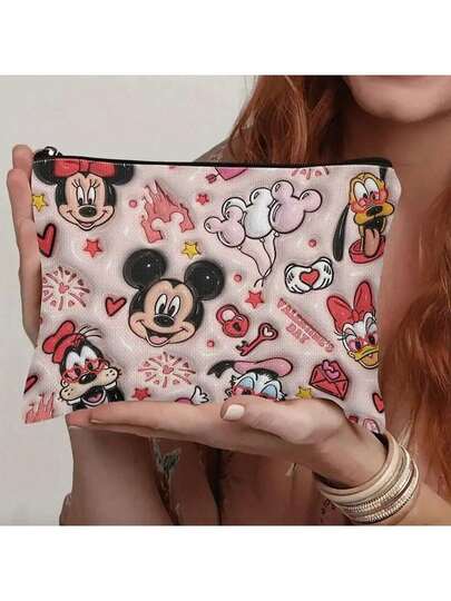  1 pieza Bolsa de cosméticos de la serie Disney Mickey - Ligera, bolsa de maquillaje con cremallera multifuncional con diseño de dibujos animados lindos, bolsa de almacenamiento de gran capacidad, adecuada para uso de viaje, ¡y también un regalo ideal para amigos!, Bolsa de almacenamiento de gran capacidad, Almacenamiento de baño de Pascua, Bolsa de almacenamiento de viaje, Artículos esenciales de viaje, Regalo del Día de la Madre, Bolsa de almacenamiento de maquillaje