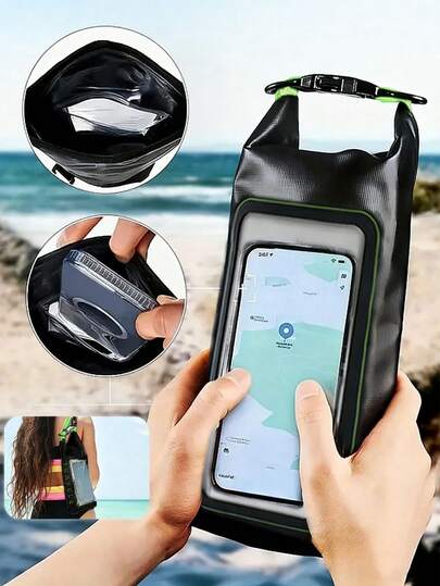 תיק יבש עמיד למים 2 ליטר/5 ליטר עם כיס מובנה לטלפון עם מסך מגע, תיק גב יבש עמיד למים עם כיס שקוף מובנה לטלפון, עיצוב מתגלגל, קל משקל ועמיד, תיק כתף יוניסקס, חומר PVC, מתאים לקיאקים, שייט, שחייה, דיג, קמפינג, חתירה בעמידה, חוף וספורט ימי אחר