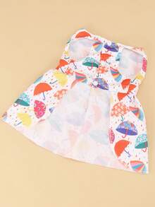 1pc Non-Elastic Polyester Sweet & Cute Pet Princess Dress, Featuring Cartoon Bow Print Decor, Dog Dress, Cat Outfit, Dog Summer Clothes, Pet Skirt Suitable For Teddy Bear Wear In Spring/Summer, Making Dogs Happy. (This Item Has No Stretch, Usually Runs Small, Recommend Buying 1-2 Sizes Up) - Multicolor - View 7