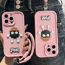 Ốp điện thoại có dây đeo hình mũ bông 3D hoạt hình, phụ kiện tương thích với iPhone 17/16/15/14/13/12/11. - Màu Hồng baby - Xem 2