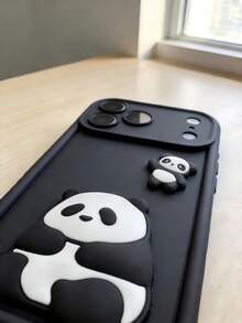 1个多巴胺阶梯框架创意可爱熊猫手机壳，兼容 16/17 Pro Max，全包防震保护套，简约设计，卡通风格，完美保护您的手机，兼容荣耀X7/三星A56 5G/Smart 8/Hot 40/传音Spark 30C/Spark Go 2024/Note 14 5G/摩托罗拉E22/E22i/A54 - 黑色 - 查看 2