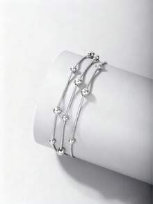 1 chiếc vòng chân đính hạt 3 lớp mạ bạc S925 và vàng 18K thời trang, thích hợp cho kỳ nghỉ hè ở bãi biển. - Nhiều màu - Xem 11