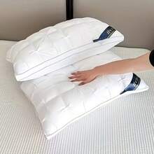 Luxury Tufted Bed Pillow Set Of 2, Plush Down Alternative Pillow, Soft Support Hotel Collection Pillow, Machine Washable For Bedroom Decor - White - View 4