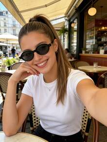 欧美复古椭圆形镜框，2000年代风格，时尚女式眼镜，动物图案，Y2K风格，五月女士街头配饰 - 彩色 - 查看 6