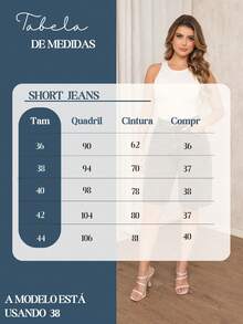 Women's High-Waisted Denim Bermuda Shorts With Front And Back Pockets, Casual, Party, Boho, Cute, Cotton, Button Pocket, Zipper, Beach Shorts, Holiday, Home, Daily, Airport Clothes, Summer - 燧石 - 查看 6