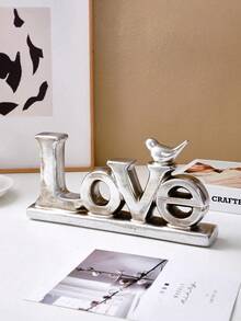 1 chiếc chữ LOVE trang trí kiểu Châu Âu cổ điển, mạ vàng và bạc, chất liệu nhựa resin, trang trí bằng lá vàng và bạc, vật trang trí để bàn kiểu cổ, trang trí nhà cửa cho các lễ hội và dịp kỷ niệm. - 1PC - Xem 4