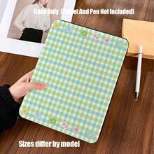 Ốp bảo vệ máy tính bảng kiểu sách. Họa tiết kẻ caro xanh lá cây mùa xuân và kẻ caro đỏ kiểu Hàn Quốc cổ điển. Đặc điểm của ốp bảo vệ máy tính bảng: Thiết kế gập kiểu sách, khe cắm bút tích hợp, chức năng tự động bật/tắt màn hình thông minh, chân đế vững chắc, bảo vệ toàn diện, các đường cắt chính xác. Tương thích với iPad Mini 4/5/6, 9.7/10.2/10.5/10.9/11/12.9/13 inch, Pro/Air 4/5/6/7, thế hệ thứ 10/11, Galaxy Tab A7Lite/A8/A9/A9Plus/S6Lite/S7/S8/S9/S10/S11/FE/Plus Series. - kẻ sọc xanh - Xem 5