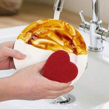 3pcs/1pc Best-Selling Cleaning Sponge Brush - Sponge Dishcloth For Cleaning Sink, Stove, Pots, Dishes And Tableware. Cleaning Tool, Household And Kitchen Supplies. - Love-filled Scouring Pad - View 5