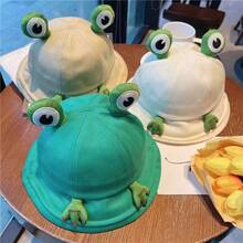 Customized Text Logo Kids Bucket Hat, Summer Thin Frog Hat, Boys/Girls Sun Protection Wide Brim Hat, Cute Cartoon Breathable Outdoor Beach Cap, Frog Shaped Design, Suitable For Outdoor, Beach, Kindergarten - Multicolor - View 5