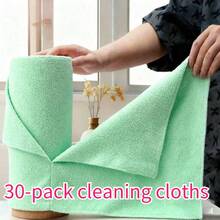 XFHSZ 30-Piece Super Absorbent & Rust-Resistant Microfiber Cleaning Cloth Set, Multi-Purpose Kitchen Heavy Grease Removal Cloths, Powerful Stain Removal Without Residue, Washable & Reusable, Lint-Free & Fuzz-Free, Non-Scratching On Kitchenware Surfaces, Wet & Dry Dual-Use Cleaning Roll Towels, Suitable For Living Room, Bathroom, Glass & Furniture Cleaning, Time-Saving & Labor-Saving Holiday Cleaning Essential, Cost-Effective Must-Have Household Cleaning Kit, Top Choice For Christmas Deep Cleaning Stock-Up - 綠色 - 查看 12