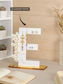 1pc Personalized Acrylic Earring Holder, Customized Letter Jewelry Storage Box, Customized 3D Name Display Stand, Desktop Display Case, Creative Home Jewelry Organizer, Acrylic Letter Earring Display Rack - Multicolor - View 1