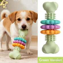 Pet Chew Toy For Puppy & Adult Dog, Bone Shape, Indestructible Rubber, Interactive Teething Toy - yellow-green - View 9