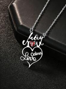 Dây chuyền mặt dây chuyền hình trái tim khắc tên và tên "Mẹ yêu mẹ" bằng thép không gỉ, quà tặng sinh nhật và Ngày của Mẹ, quà tặng dành cho nữ. - Nhiều màu - Xem 6