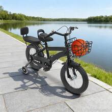 Kinderfahrrad, 14 Zoll Kinderfahrrad mit Trainingsrädern und Weichem PU-Sitz mit Schwamm, Geeignet für Kinder, die 37,4-45,28" in der Höhe und im Alter von 3-7 Jahren Sind - Schwarz - Übersicht 8