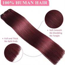 99J Burgundy Hair Clip In Hair Extensions Straight Human Hair 8Pcs 110g Clip In Extensions 100% Brazilian Remy Clip In Hair Extensions Real Human Hair Extensions Clip For Women 22inch - S99J - 查看 4