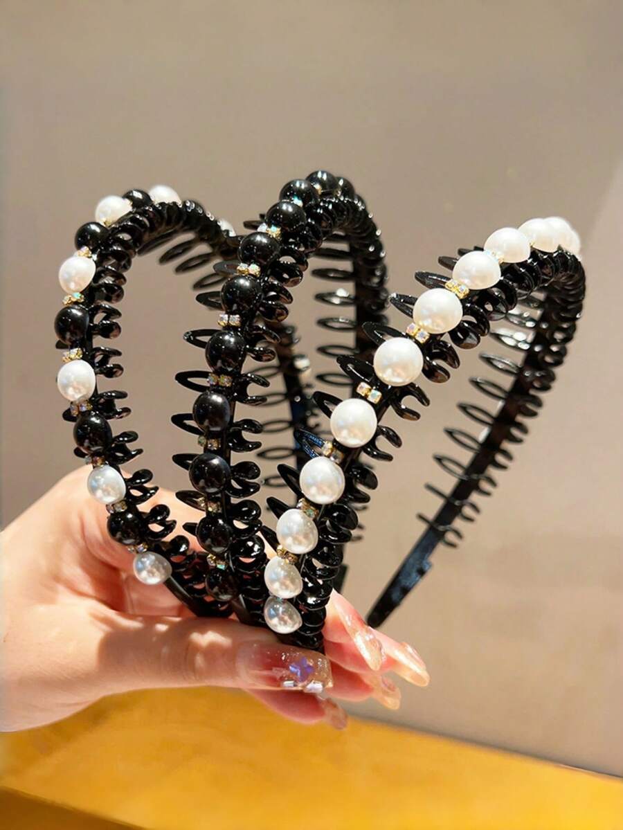 1/3pcs Elegant Sparkling Crystal Flower Decor Non-Slip Headband/Hair Hoop, Decorative Floral Design, Suitable For Daily Wear, Parties And Special Occasions - Multicolor - View 1