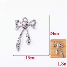 10/20个随机锌合金粉色Y2K系列蝴蝶结、十字架、心形、熊形吊坠，适合DIY项链、手链、耳环、钥匙扣等饰品制作 - 粉色 - 查看 5