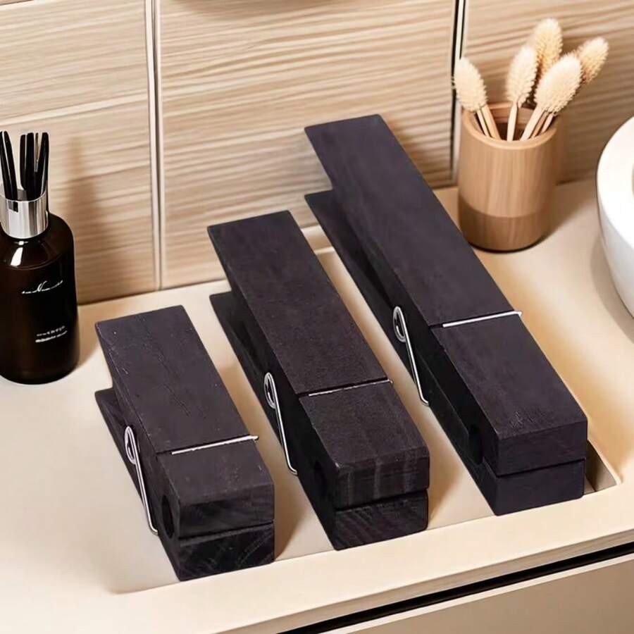 1pc Black Wooden Oversized Towel Rack, Can Be Used To Store Towels, Clothes And Rags, Minimalist Premium Design, No Drilling Adhesive, INS Style, Entryway Wall Decor, Clothing And Key Storage, Suitable For Multiple Scenarios - Multicolor - View 1