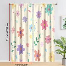 2pcs Pink Floral Curtains, Rod Pocket Design For Privacy Protection, Suitable For Bedroom, Living Room, Dining Room, Balcony, Tea Room, Basement And Other Home Decor. Birthday Gift, Suitable For All Seasons - Multicolor - View 13