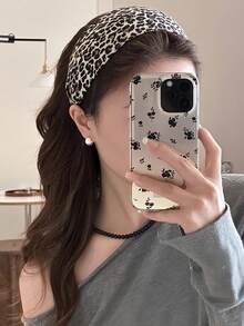 1 Piece Of Women's Fashion Wide-Brimmed Leopard Print Headband, High Top Of The Head, Retro Pressure Hair Wash Headband, Hair Accessory, Headwear - Multicolor - View 4