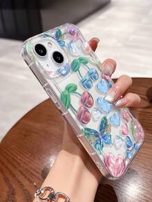 1 pieza Funda de teléfono de TPU con patrón de cristal con forma de corazón y cobertura completa compatible con iPhone 16/16Pro/16Plus/16ProMax, 11/11Pro/11ProMax, 12/12Pro/12ProMax, 13/13Pro/13ProMax, 14/14Plus/14Pro/14ProMax, 15/15Pro/15Plus/15ProMax - Multicolor - Ver 3