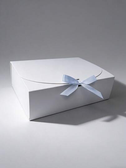  5 piezas/10 piezas Cajas de regalo plegables de 10.6x7.9x3.1 pulgadas, 350 g/m², de cartón rígido en blanco puro o papel kraft negro con cierre de tapa con cinta, adecuadas para damas de honor, propuestas, bodas, Navidad, cumpleaños, empaque de regalos, Día de San Valentín