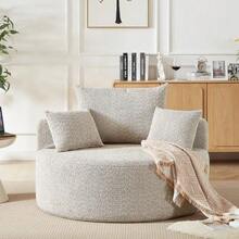 Chenille Foam Armchair, No Assembly Required, Fluffy Modern Sleeper Chair For Living Room, Bedroom, Lounge And Showroom - Khaki - View 7