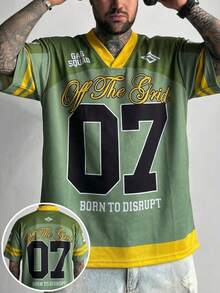 Áo thun nam FRACTYR mùa hè, kiểu dáng thường ngày, màu xanh ô liu và vàng tương phản, mẫu 07 Off The Grid, thiết kế hai mặt, dáng rộng, thoáng khí, mềm mại, tay ngắn, thích hợp mặc thường ngày. - màu xanh lá - Xem 3