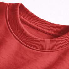 Plain Crew Neck Sweatshirt With No Print, Stylish Tumblr Style For Cold Winters - Red - View 5