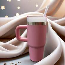 Stainless Steel Thermal Bottle With Straw 420ml - Hồng - Xem 2
