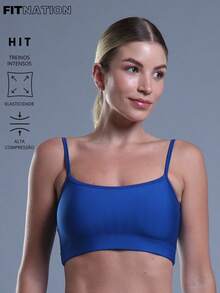 FITNESS TOP WITH NON-TRANSPARENCY STRAPS AND HIGH SUPPORT - Royal Blue - View 2