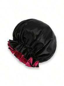 1pc Dual-Color Satin Sleeping Cap, Silk Bonnet - One Size Fits All - View 7