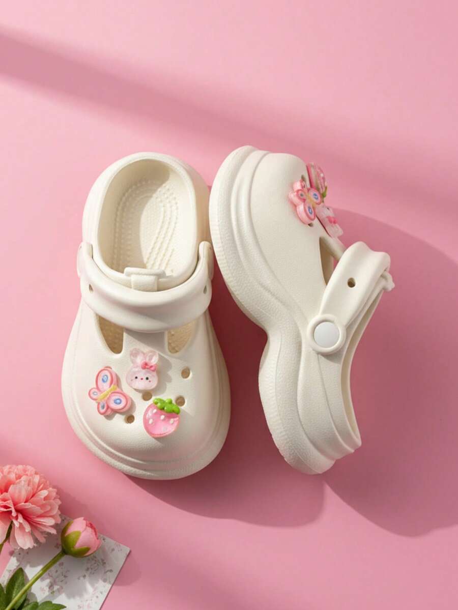 HAHABOBO Sandale noi pentru copii și fete, roz, cu model 3D colorat de floarea-soarelui, la modă, versatile și elegante, din material EVA, ușoare, confortabile, moi, pentru duș în interior, acasă, în aer liber, pentru plimbări și călătorii pe plajă, potrivite pentru primăvara și vara - alb - Vizualizare 1