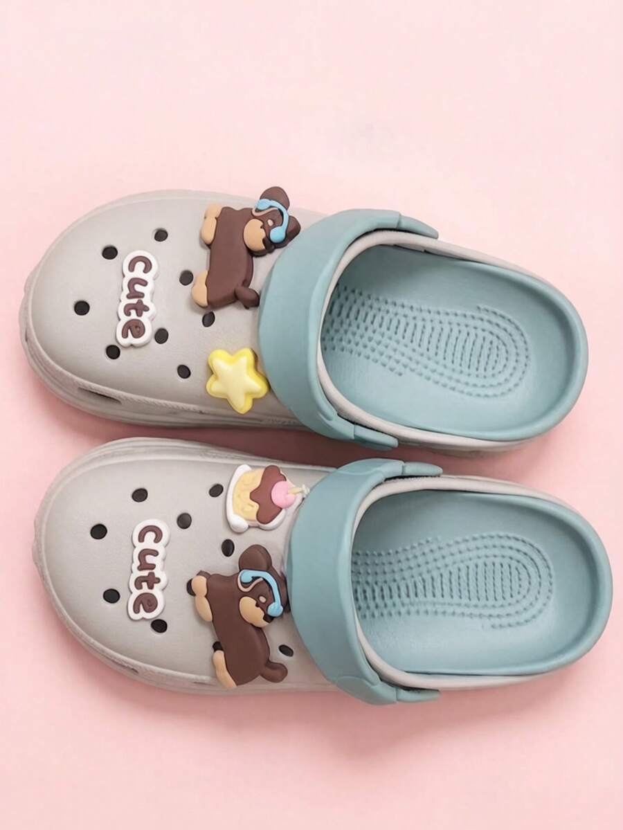 2026 Spring/Summer New Women's Thick-Sole Hollow Sandals, EVA Soft & Comfortable Non-Slip Wear-Resistant, Fashionable Casual Slip-On Beach Slippers, Backless Clogs Suitable For Hospital/Nursing Work - Grey - View 1