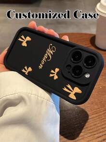 Customized Bowknot Color Name Phone Case, Fashionable Personalized Thick Shockproof Phone Protective Cover, Exclusive Design For IPhone XR, 11, 13, 15, 16, 17 Pro Max - Multicolor - View 3