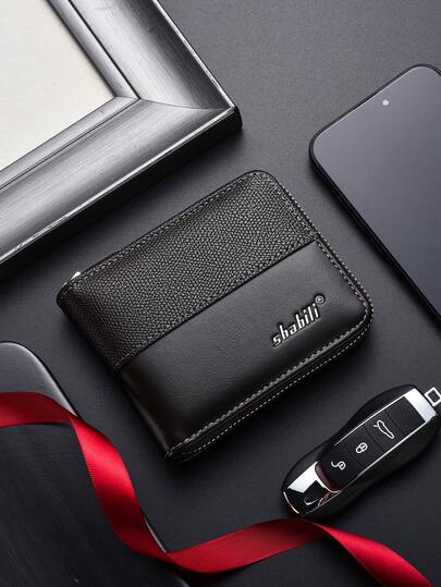 SHABILI New Short Wallet, Popular Men's Zipper Card Holder, Student Coin Purse, Soft Leather Billfold For Men Wallet Mini Wallet Purse Wallet Men Wallet Leather Small Wallet Travel Essential Wallet Summer Money Wallet