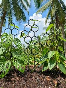 Honeycomb Shaped Plant Climbing Trellis, Outdoor Potted Plant Support, Rust-Resistant Plastic Rack Suitable For Potted Vines And Flowers, Space-Saving Support For Indoor And Outdoor Gardens - Multicolor - View 2