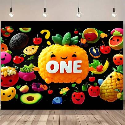 1 Piece, Colorful Fruit Themed Photography Background Cloth, Full Of Vibrant Fruits, Bright Fruit Themed Photography Background Cloth, Very Suitable For Party Supplies Photo Background