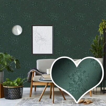 Giấy dán tường hoa hồng xanh dập nổi dày dặn, kích thước 45cm*100/300/500cm, chống nấm mốc, chống nhăn, thích hợp sử dụng trong nhà cho phòng khách, phòng ngủ, ban công, tiền sảnh, hành lang.