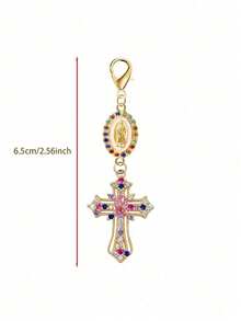 Christian Cross Keychain, Decorated With Colorful Crystal Cross, Shiny Virgin Mary Pendant Charm, Diamond Cross Pendant - Cross Keychain, Bag Charm, Cross Pendant, Decorative Wallet, Backpack, Earphone Case, Luggage And Car Keyring, Suitable As Holiday And Valentine's Day Gift - Multicolor - View 11